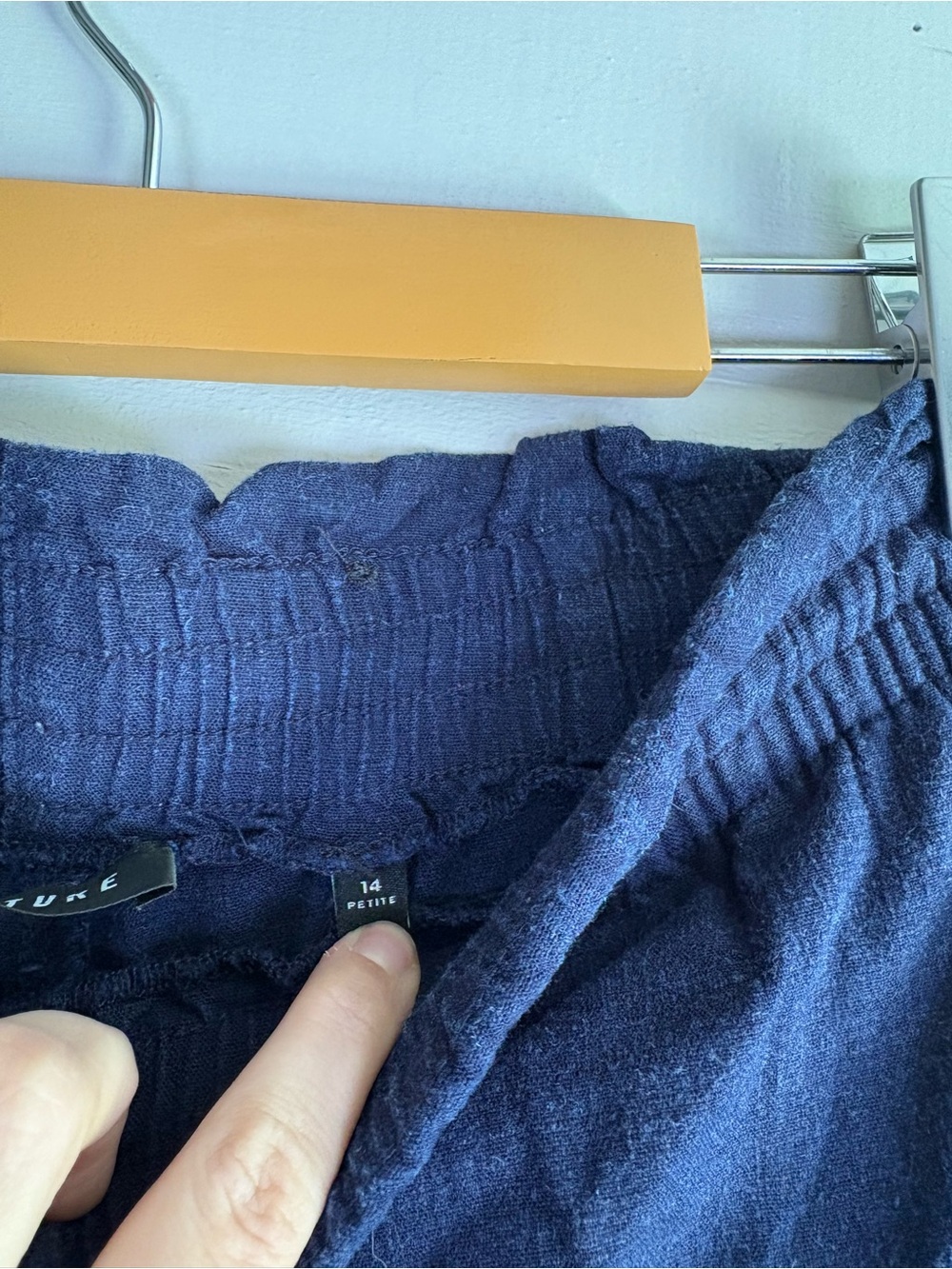 Reitmans Linen Blend Pull On Pants Navy 14 Petite - Picture 8 of 9